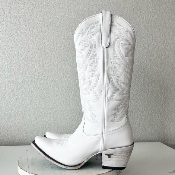 Lane Smokeshow Womens Cowboy Boots 5 White Leather Western Cowgirl Mid Calf Tall - Picture 4 of 11